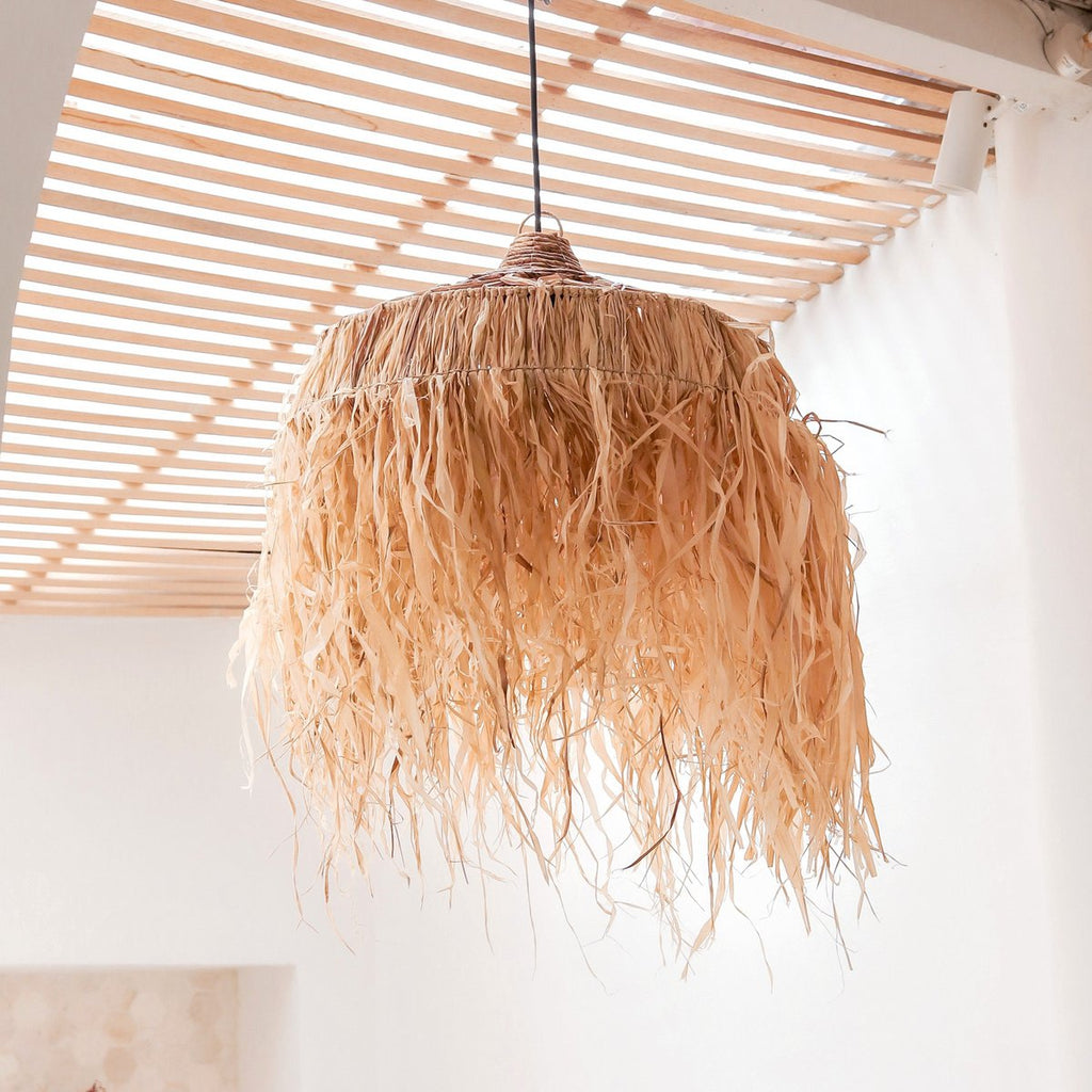 Raffia Lamp with Long Fringes | Lampshade | Pendant Lamp KAWI (2 sizes) - LUXONAS HOME