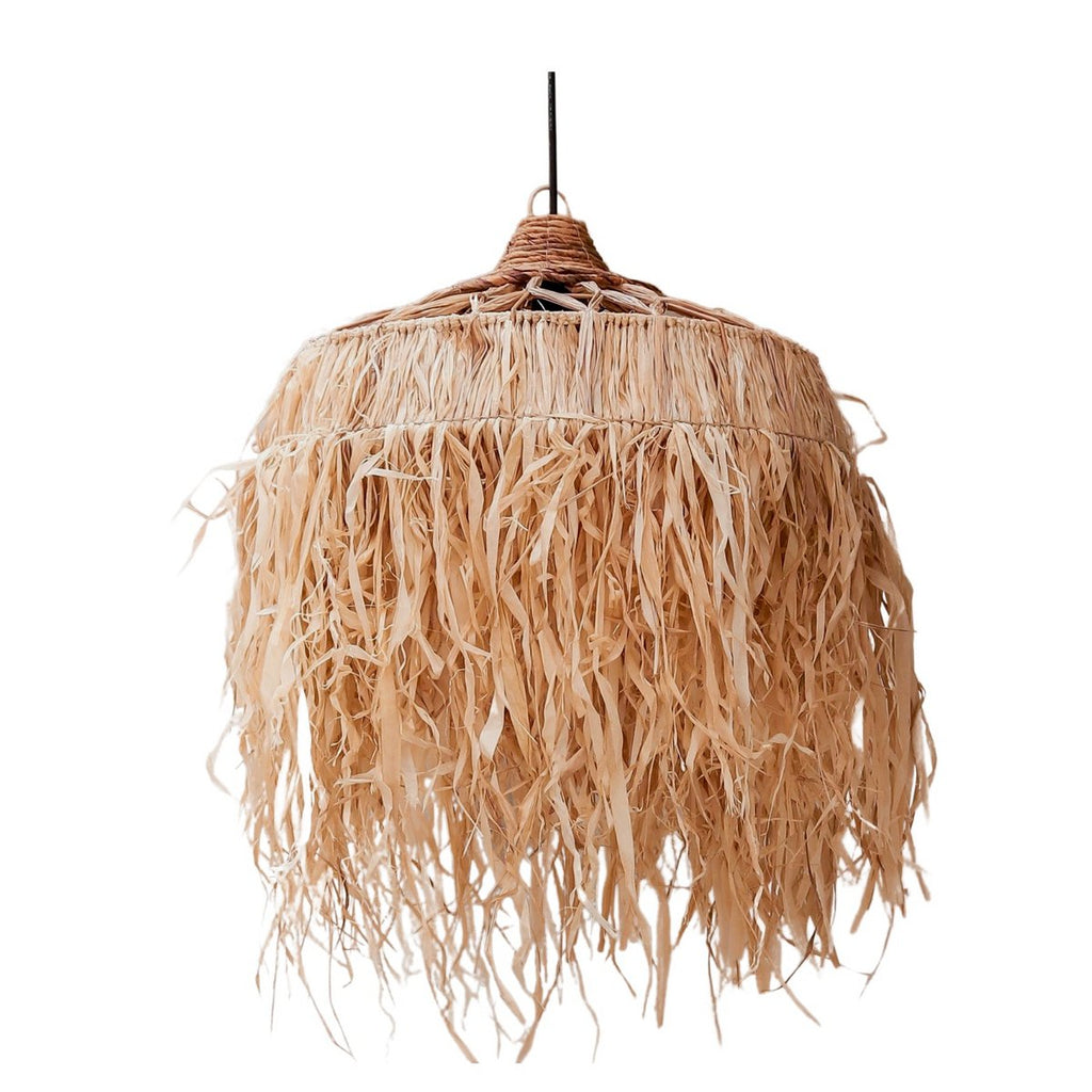 Raffia Lamp with Long Fringes | Lampshade | Pendant Lamp KAWI (2 sizes) - LUXONAS HOME