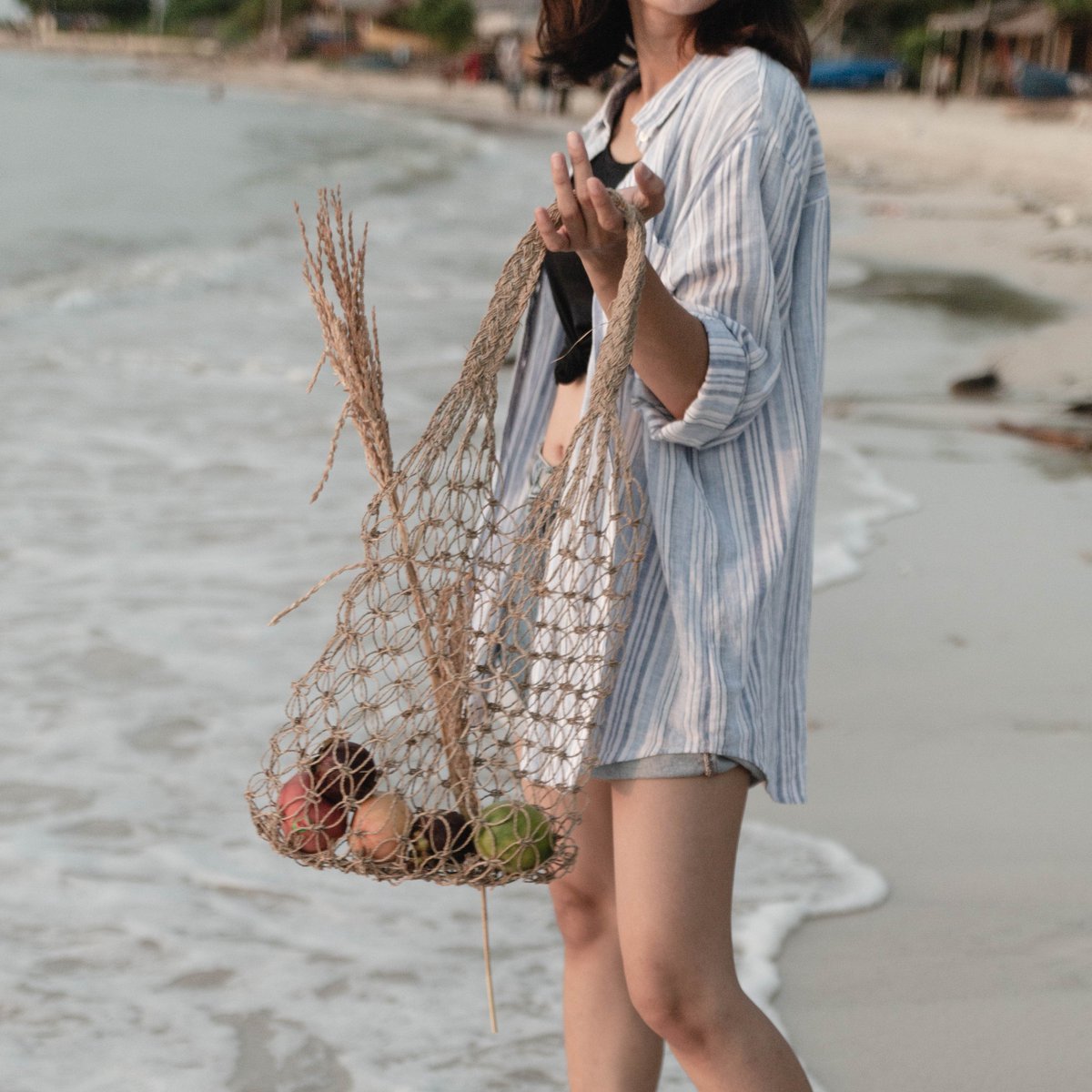 Raffia String Bag | Handwoven Reusable Grocery Light Tote Bag | Handwoven Shopping Bag JEMARI - LUXONAS HOME