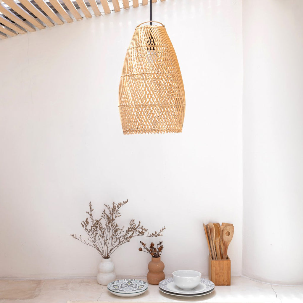 Rattan Ceiling Lamp Boho Lampshade TABUNG - LUXONAS HOME