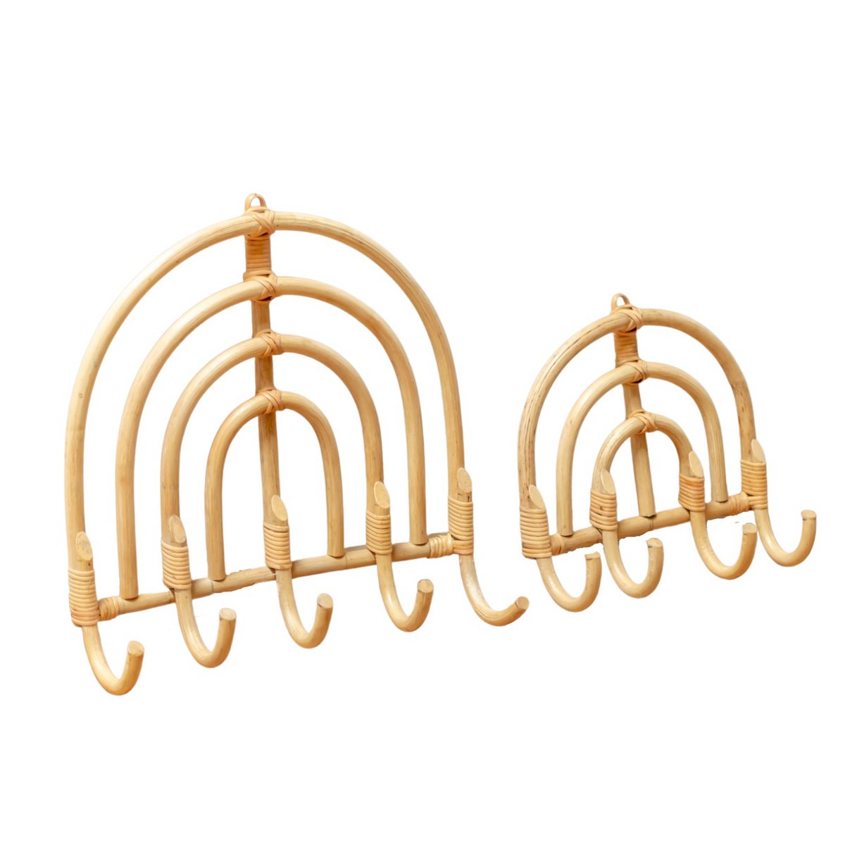 Rattan Coat Rack, Coat Hooks, Beige Wall Hooks MAKU (2 sizes) - LUXONAS HOME