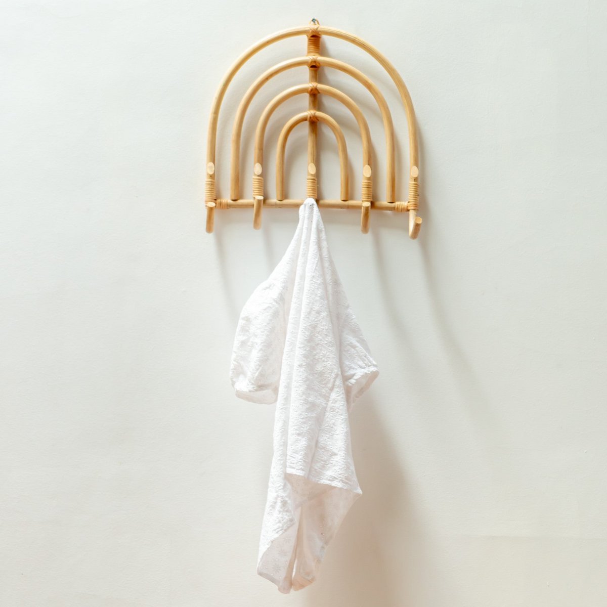 Rattan Coat Rack, Coat Hooks, Beige Wall Hooks MAKU (2 sizes) - LUXONAS HOME