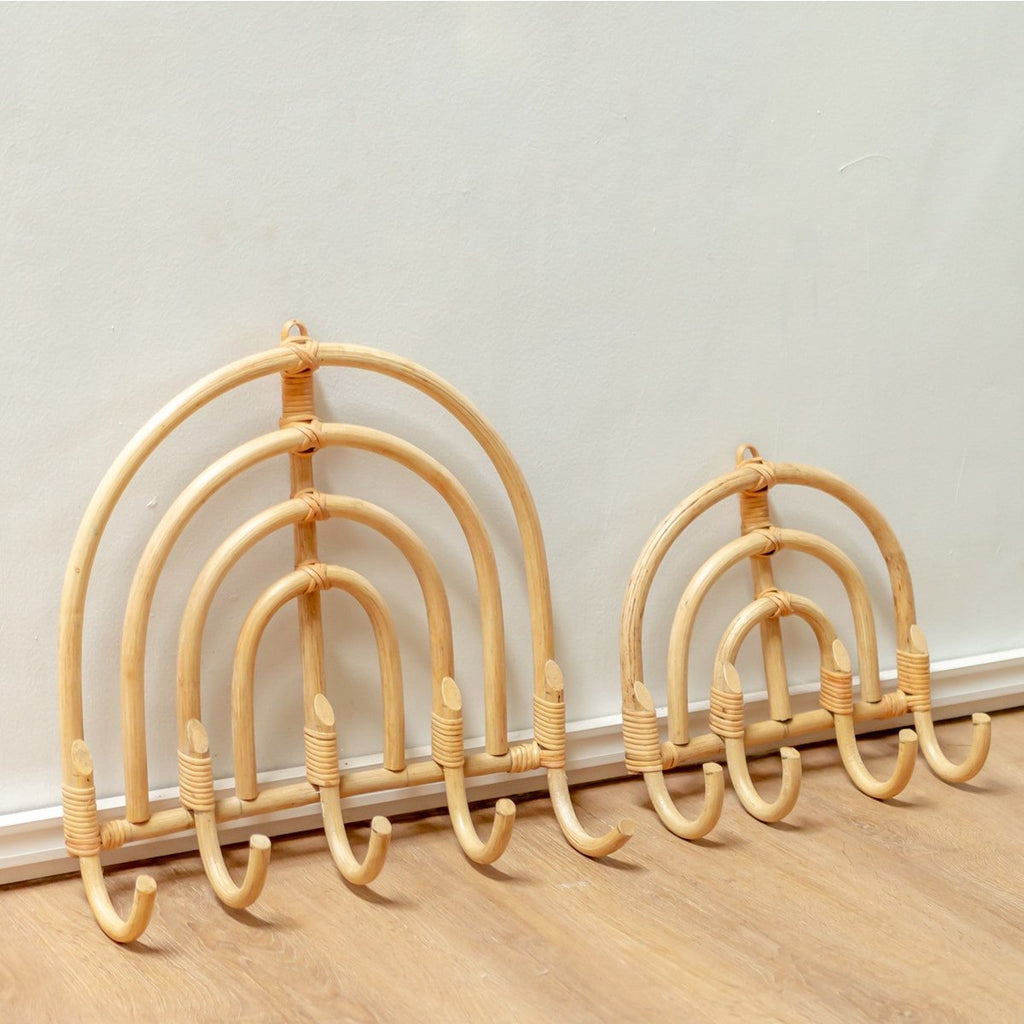 Rattan Coat Rack, Coat Hooks, Beige Wall Hooks MAKU (2 sizes) - LUXONAS HOME