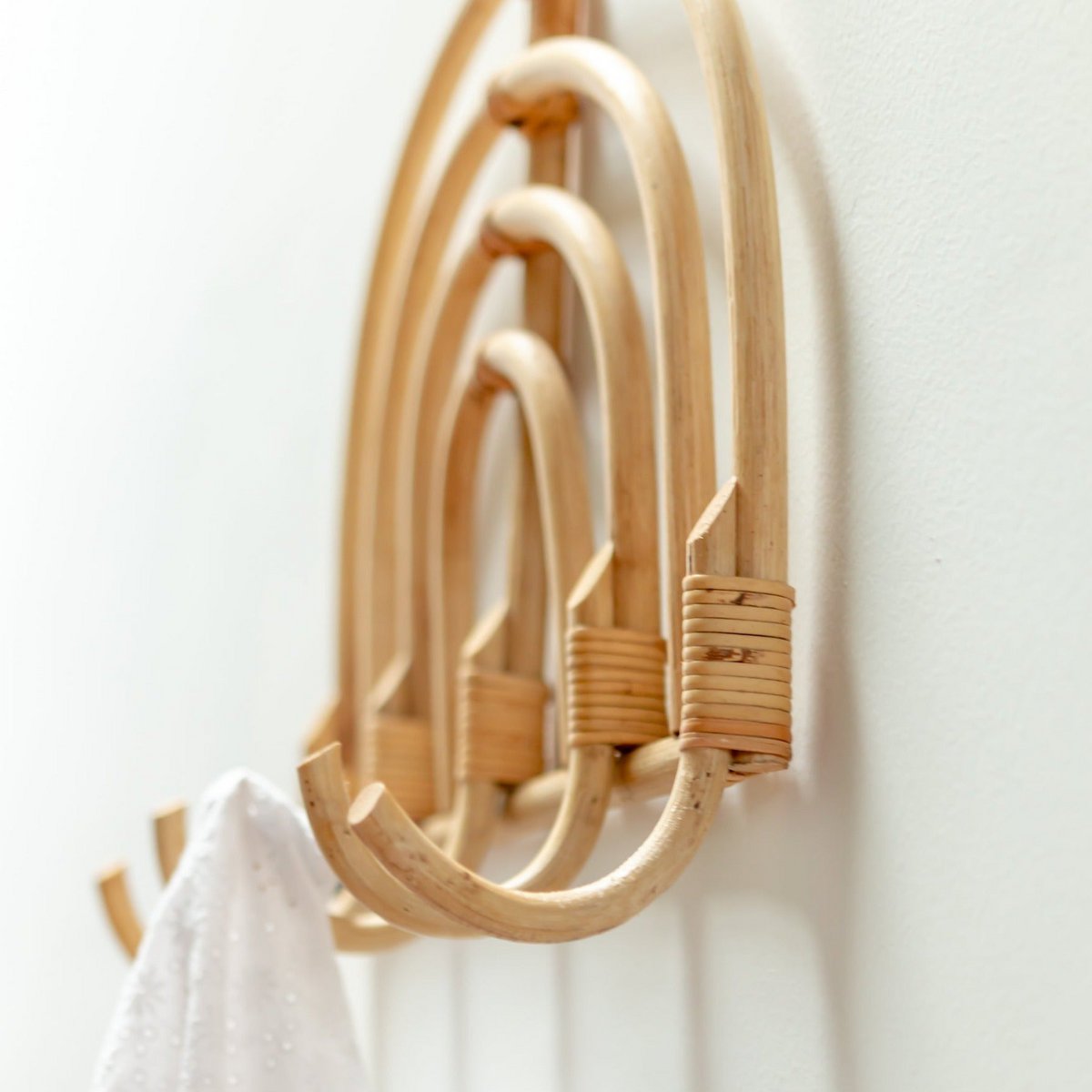 Rattan Coat Rack, Coat Hooks, Beige Wall Hooks MAKU (2 sizes) - LUXONAS HOME