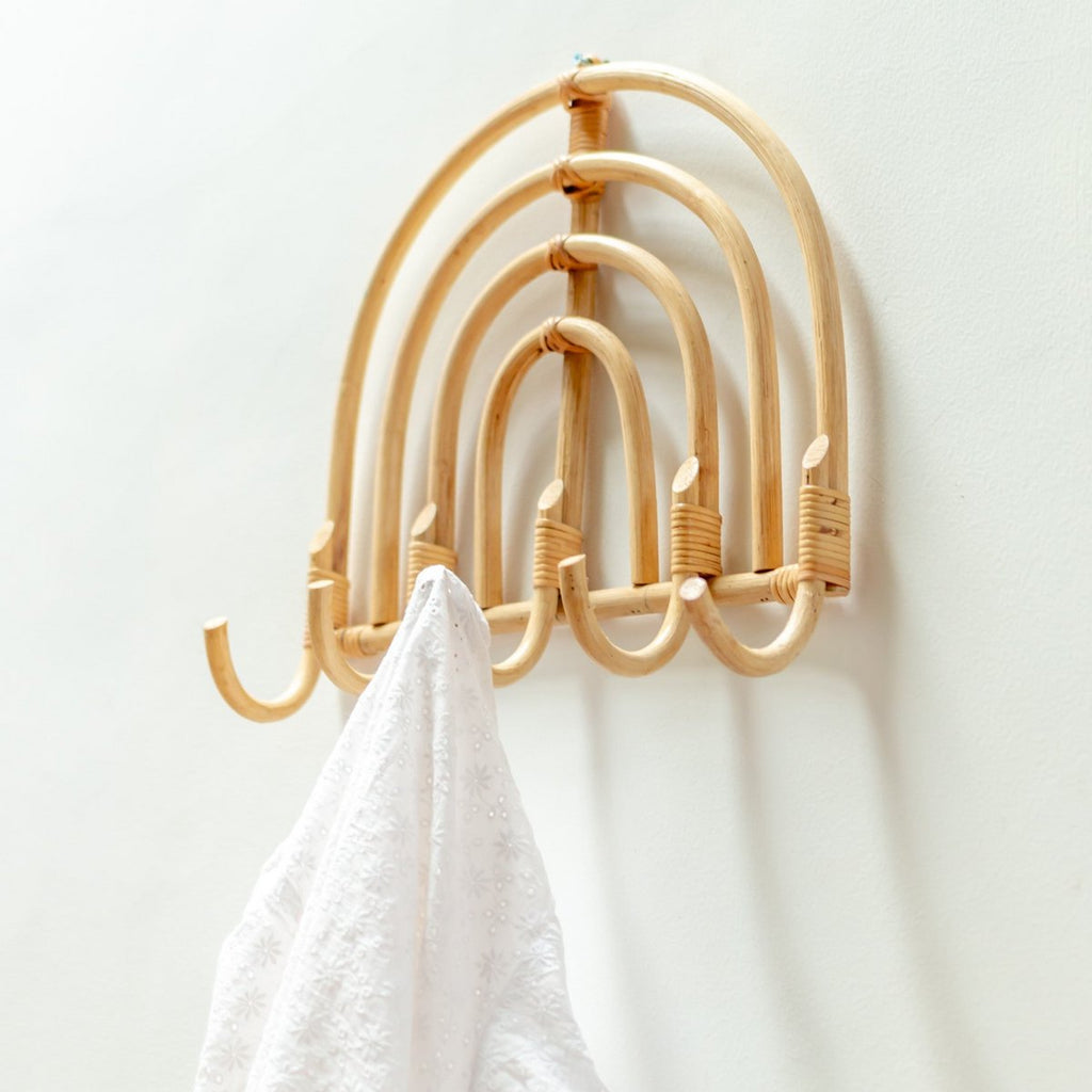 Rattan Coat Rack, Coat Hooks, Beige Wall Hooks MAKU (2 sizes) - LUXONAS HOME