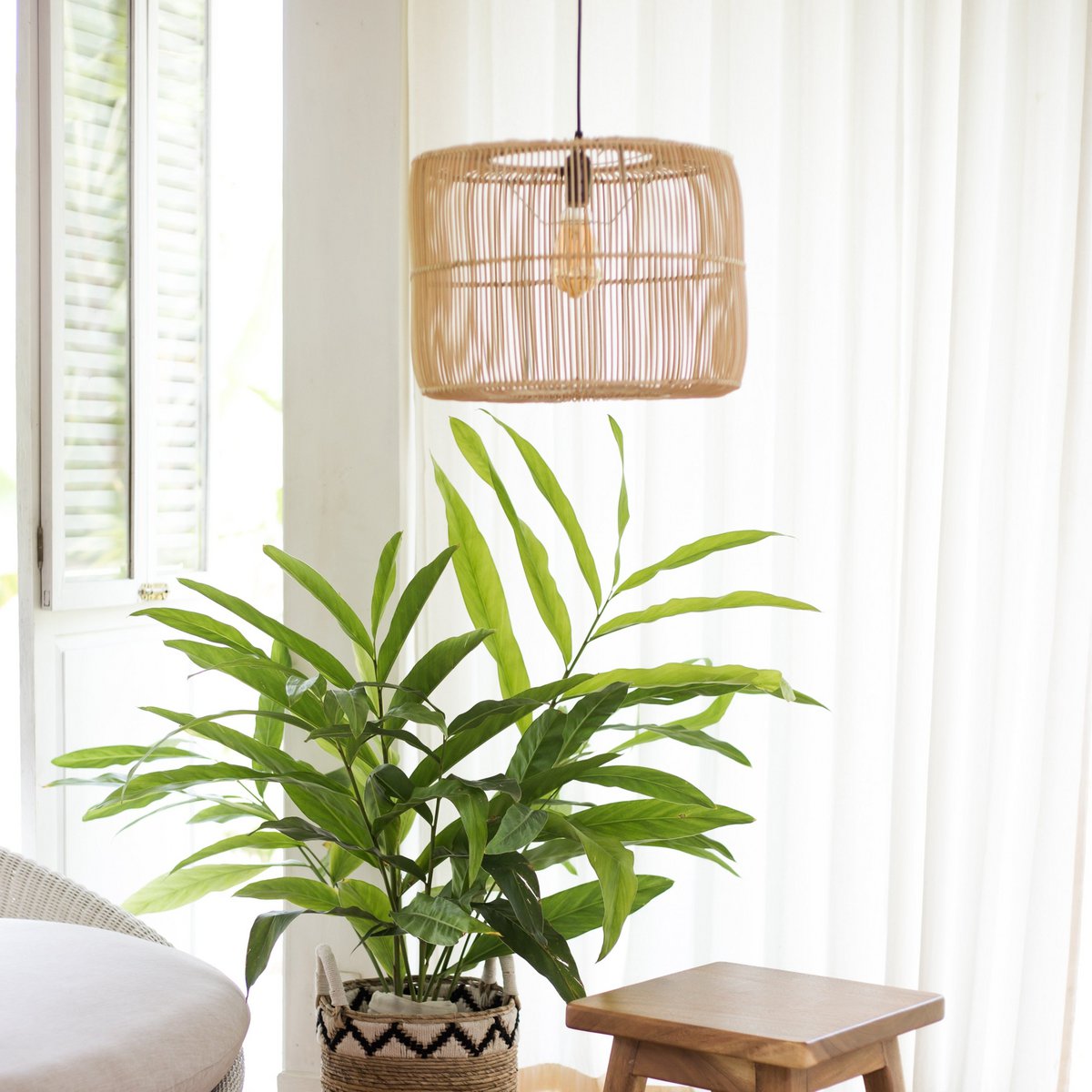 Rattan Lamp | Boho Lampshade | Pendant Light LIKU (2 sizes) - LUXONAS HOME