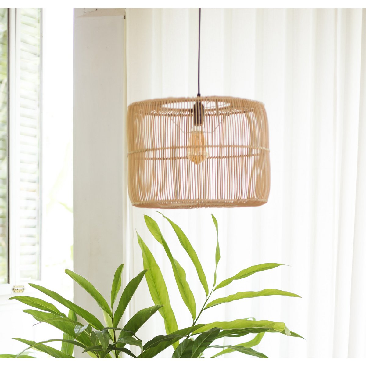 Rattan Lamp | Boho Lampshade | Pendant Light LIKU (2 sizes) - LUXONAS HOME