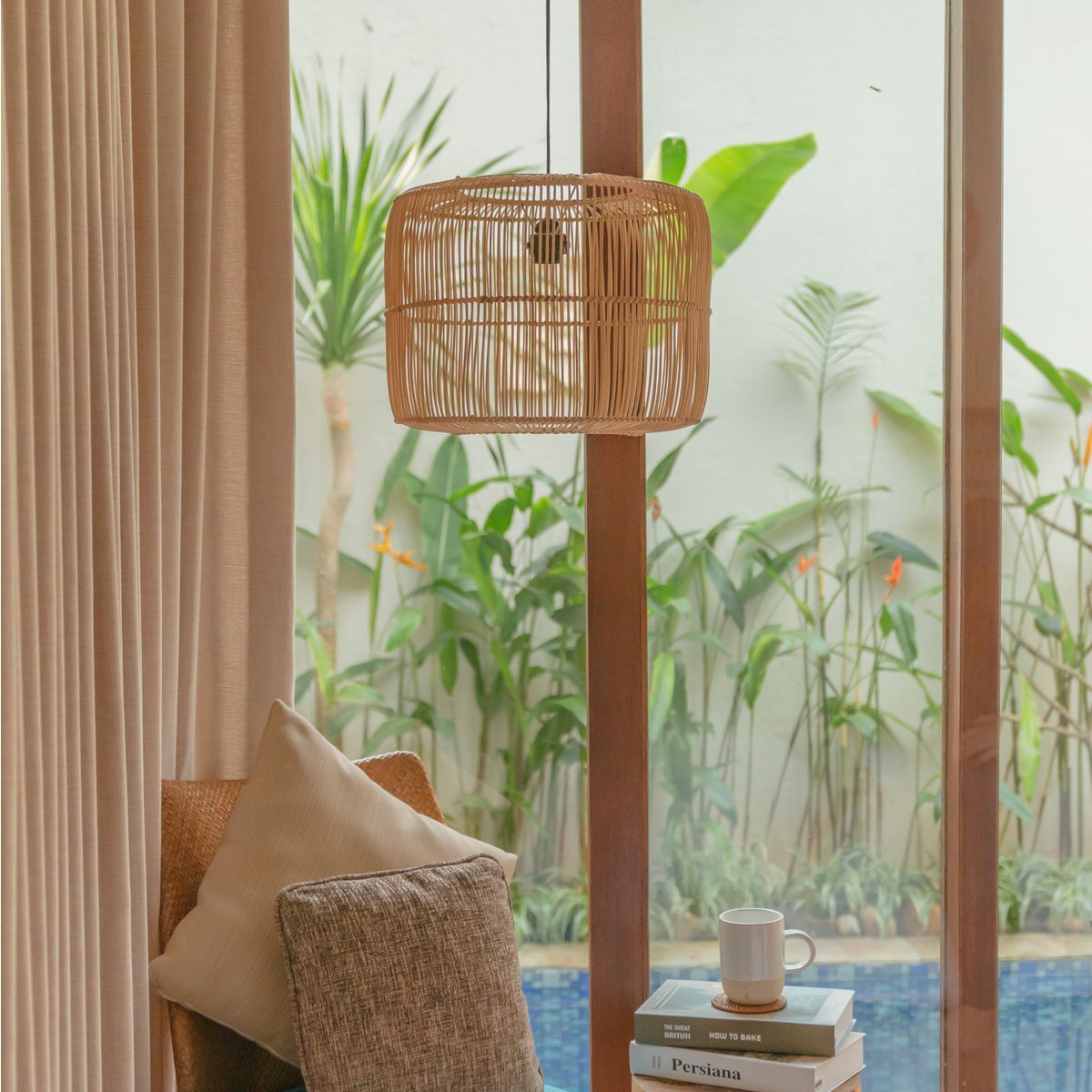 Rattan Lamp | Boho Lampshade | Pendant Light LIKU (2 sizes) - LUXONAS HOME