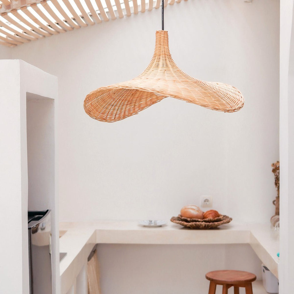 Rattan Lamp | Natural Lampshade SAYAN Funnel - Shaped Pendant Lamp Made of Natural Fibres (2 sizes) - LUXONAS HOME