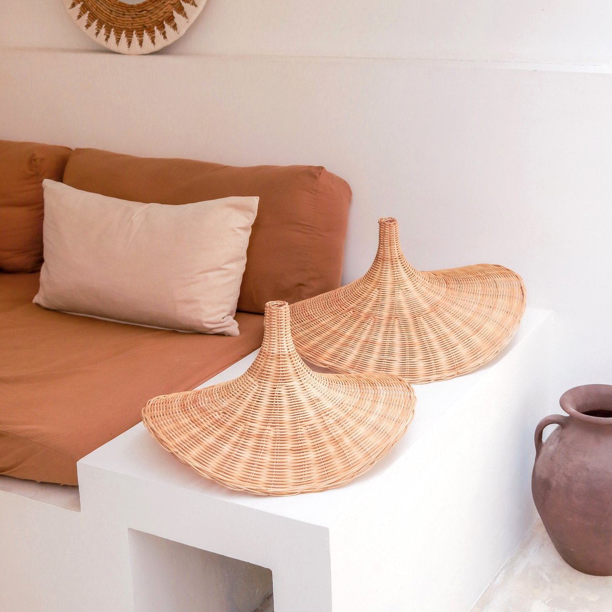 Rattan Lamp | Natural Lampshade SAYAN Funnel - Shaped Pendant Lamp Made of Natural Fibres (2 sizes) - LUXONAS HOME