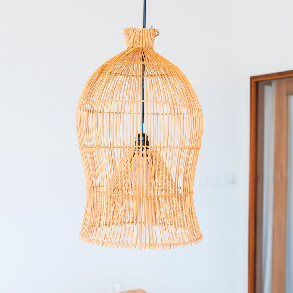 Rattan Lampshade – Boho Pendant Lamp – Ceiling Lamp Hanging – Boho Ceiling Light MAHARA (Ø35 cm) - LUXONAS HOME