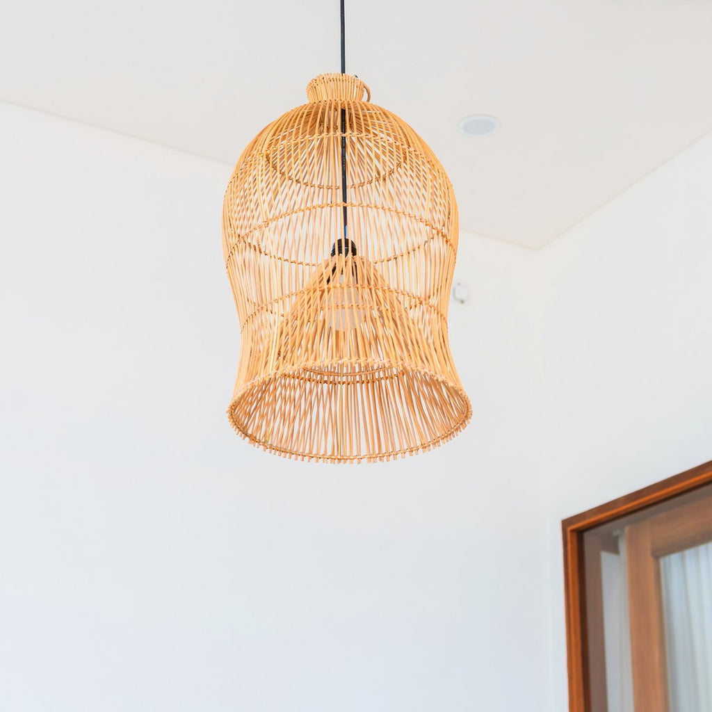 Rattan Lampshade – Boho Pendant Lamp – Ceiling Lamp Hanging – Boho Ceiling Light MAHARA (Ø35 cm) - LUXONAS HOME