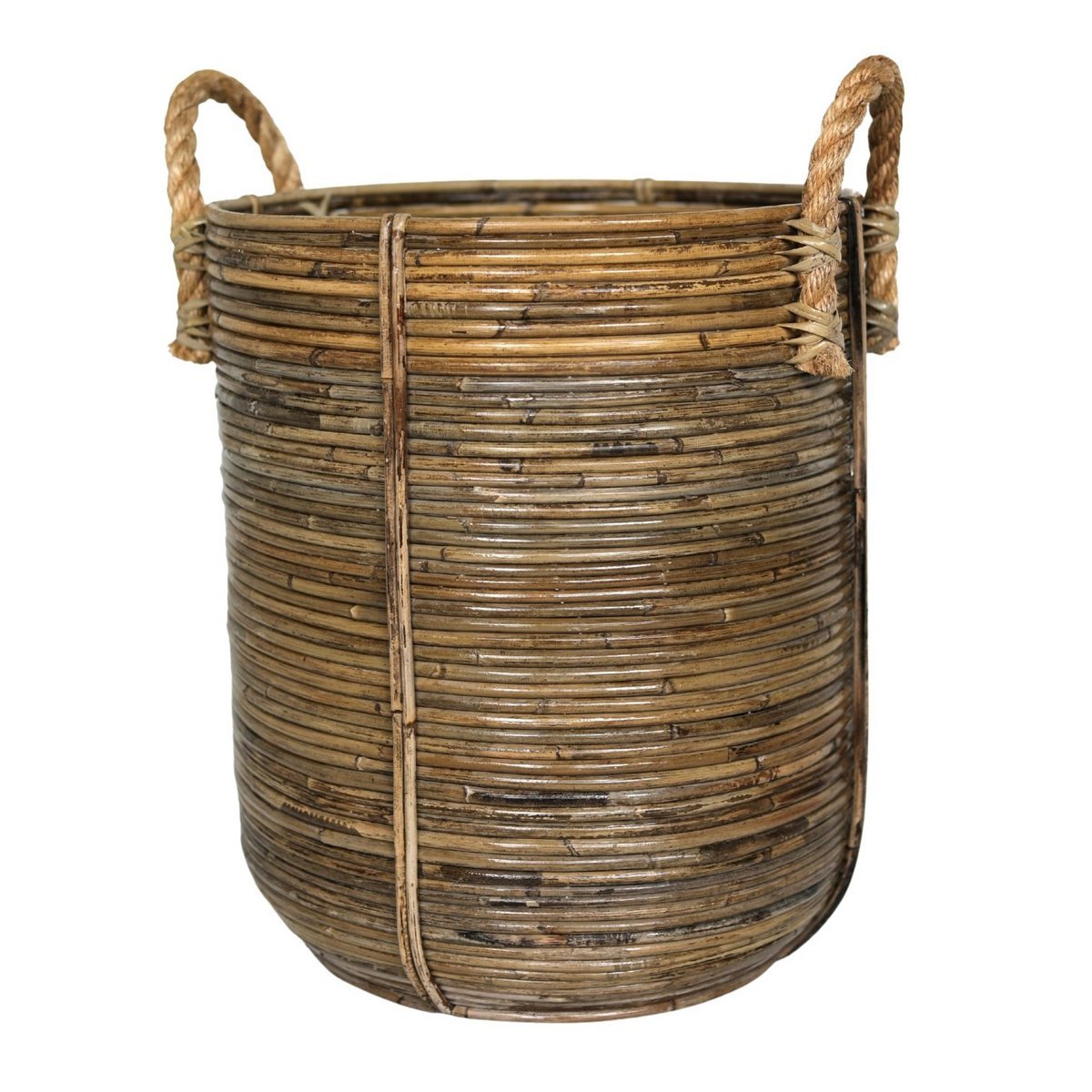 Rattan Laundry Basket Round – Rattan Plant Basket – Large Boho Basket – Decorative Hamper Handmade from Rattan (2 sizes Ø 35/40 cm) OTERE - LUXONAS HOME