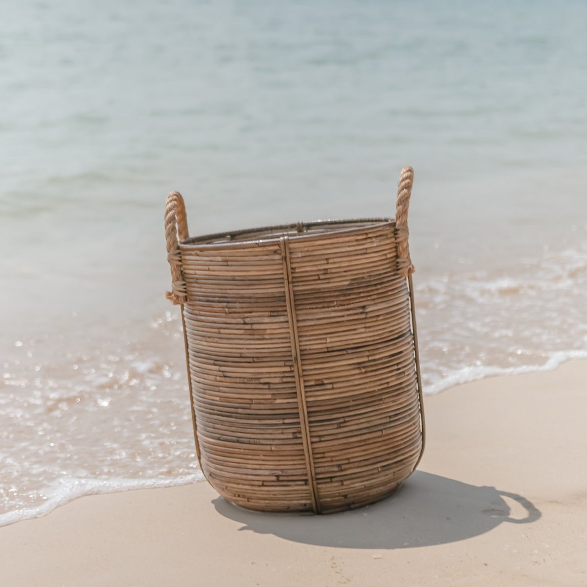 Rattan Laundry Basket Round – Rattan Plant Basket – Large Boho Basket – Decorative Hamper Handmade from Rattan (2 sizes Ø 35/40 cm) OTERE - LUXONAS HOME