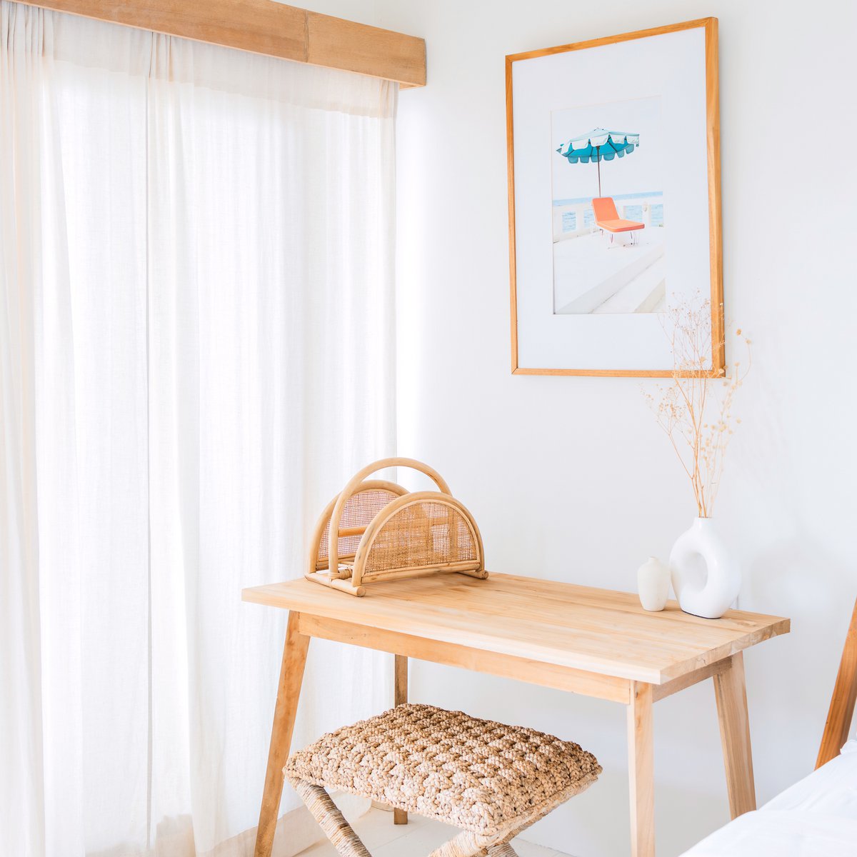 Rattan Newspaper Rack – Magazine Holder – Boho Newspaper Basket – Handmade Rattan Newspaper Holder ALOR - LUXONAS HOME