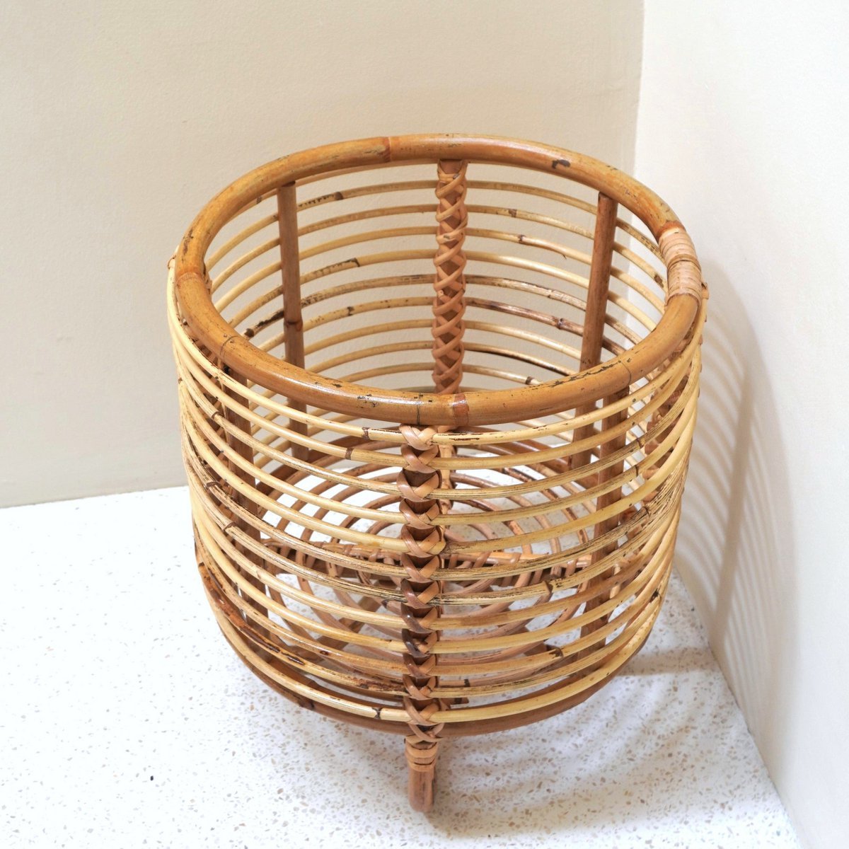 Rattan Plant Stand Planter Flower Pot Holder MALANG beige - LUXONAS HOME