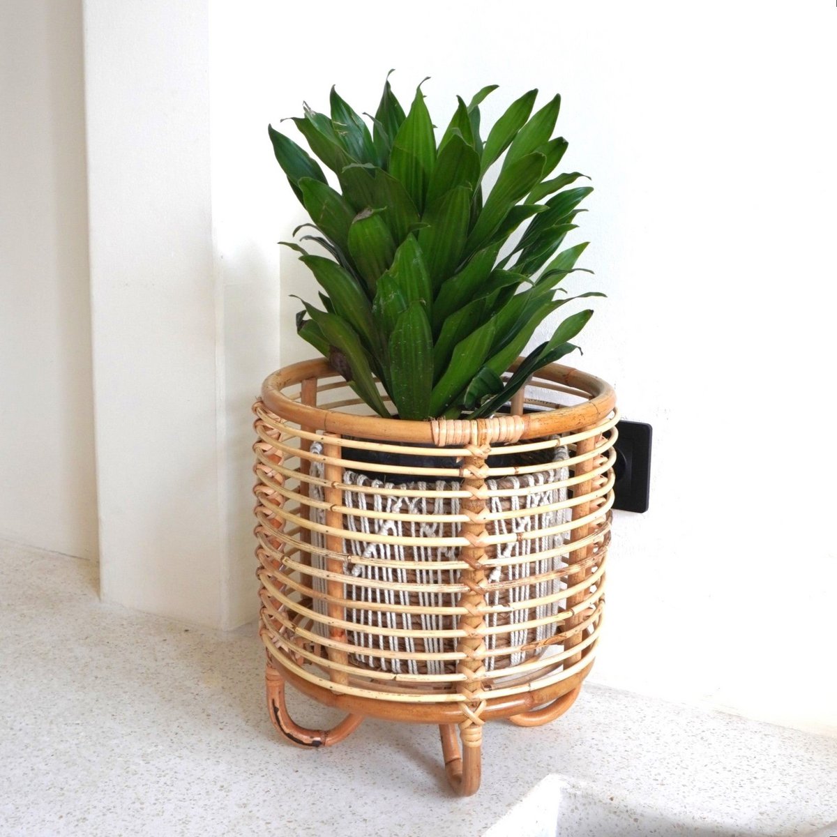 Rattan Plant Stand Planter Flower Pot Holder MALANG beige - LUXONAS HOME