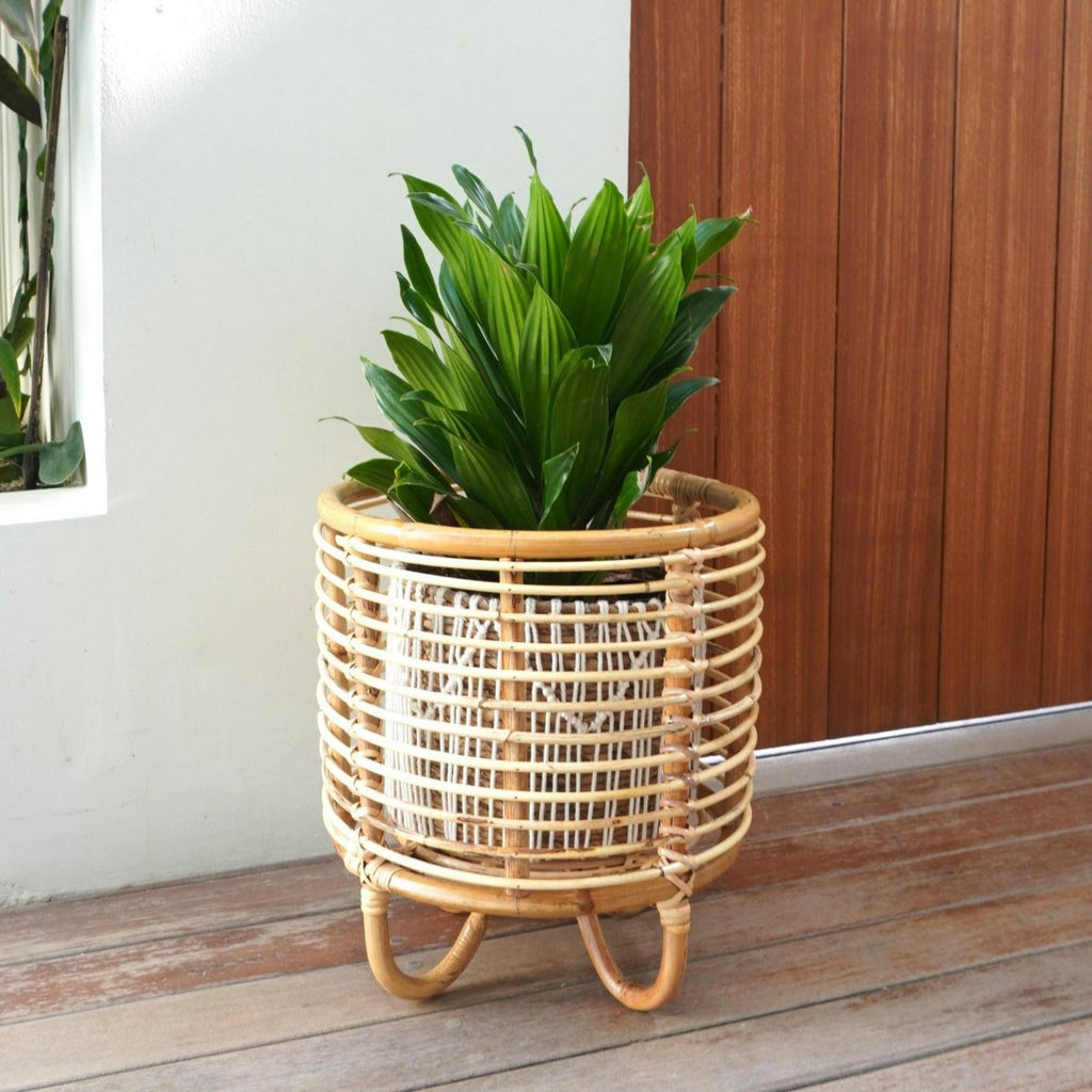 Rattan Plant Stand Planter Flower Pot Holder MALANG beige - LUXONAS HOME