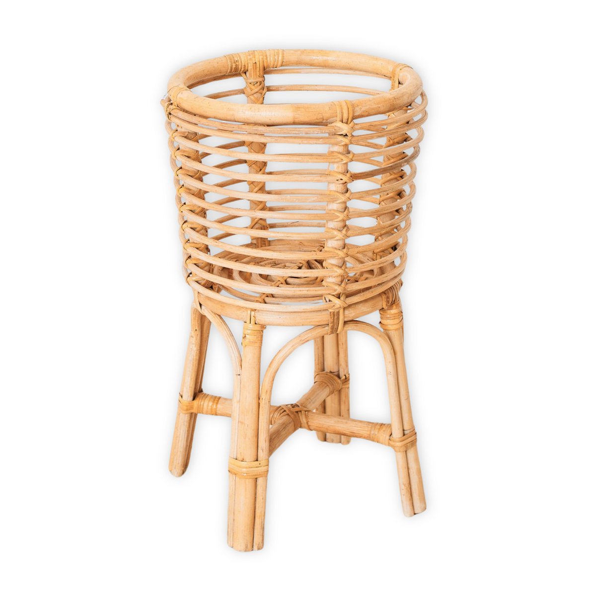 Rattan Plant Stand Round – Boho Planter – Rattan Plant Basket – Natural Flower Stand for Pots up to Ø20 cm AKARA - LUXONAS HOME