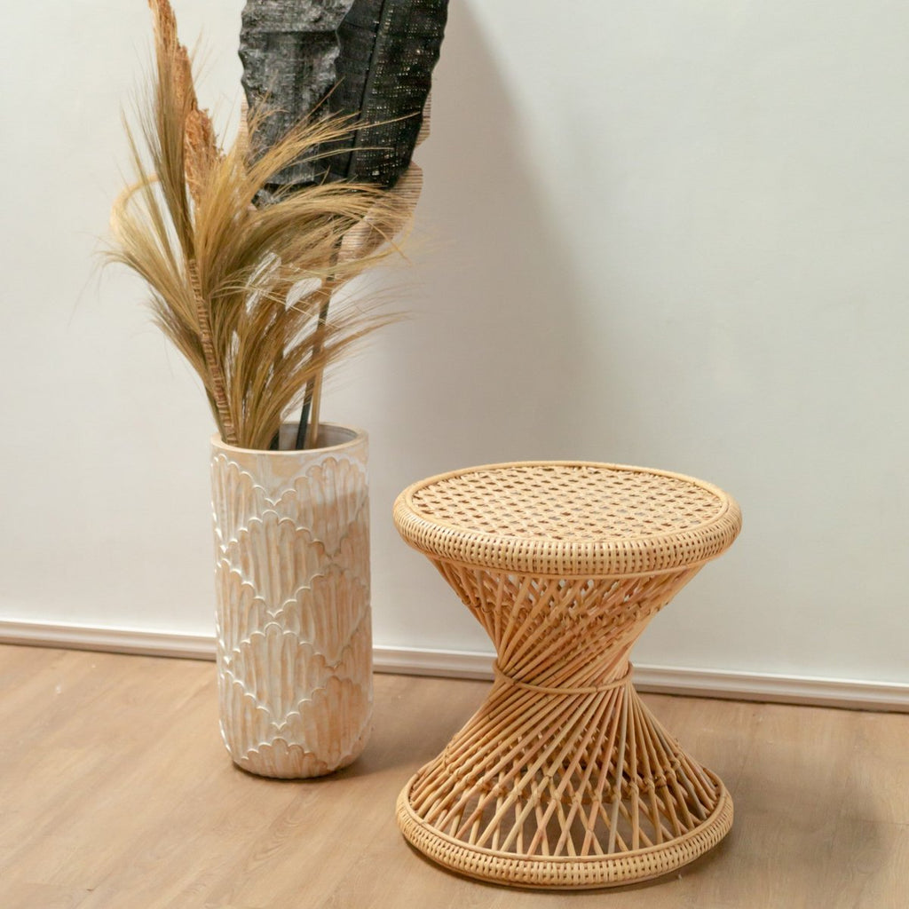 Rattan Side Table | Coffee Table | Round Couch Table LUHU Ø45 cm Beige - LUXONAS HOME