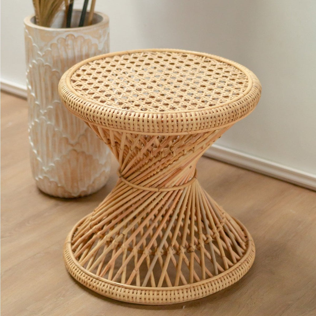 Rattan Side Table | Coffee Table | Round Couch Table LUHU Ø45 cm Beige - LUXONAS HOME