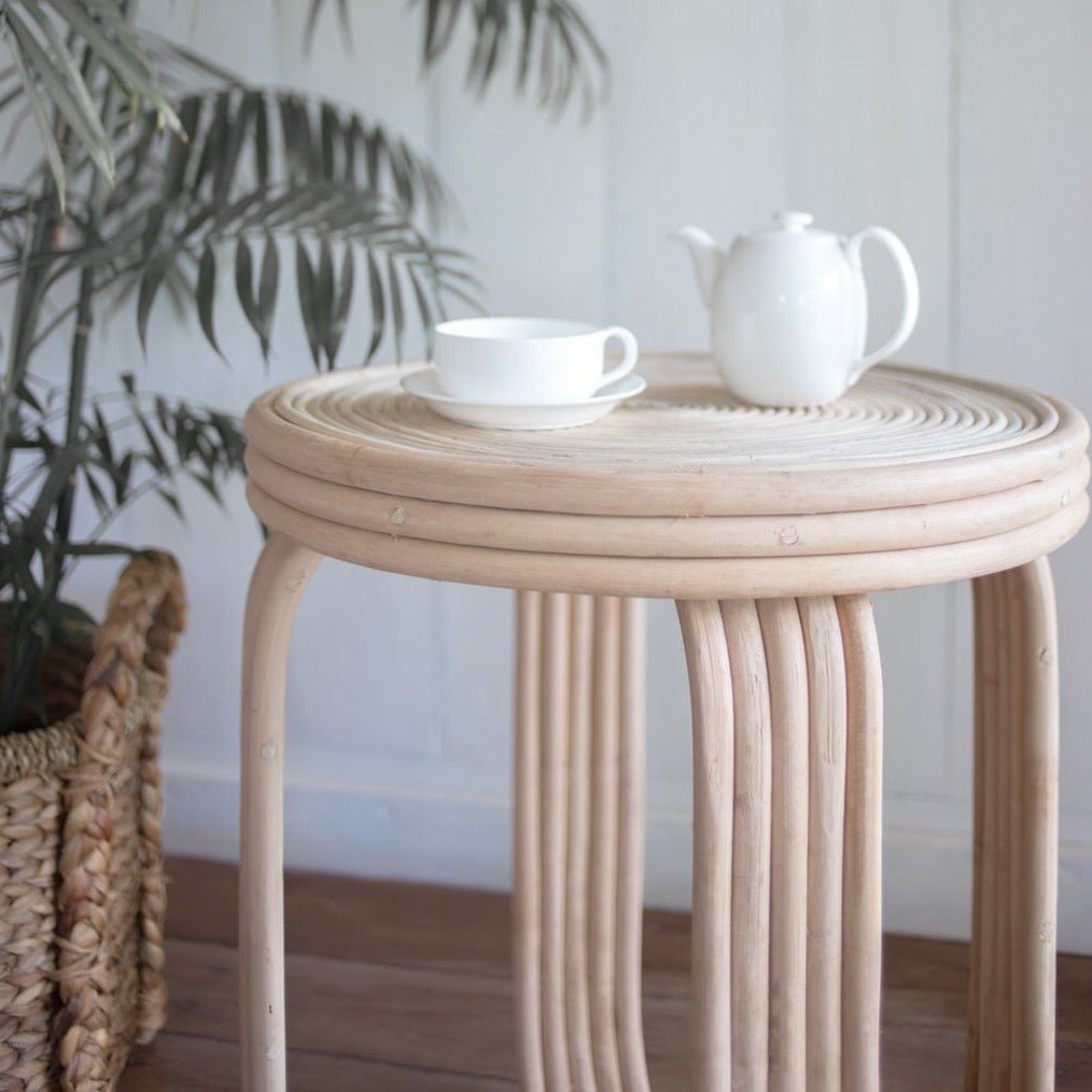 Rattan Side Table | End Table | Couch Table KANTHI - LUXONAS HOME