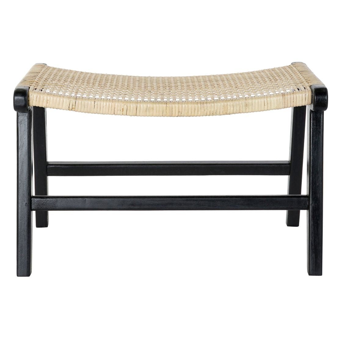Rattan & Teak Black Wood Bench - LUXONAS