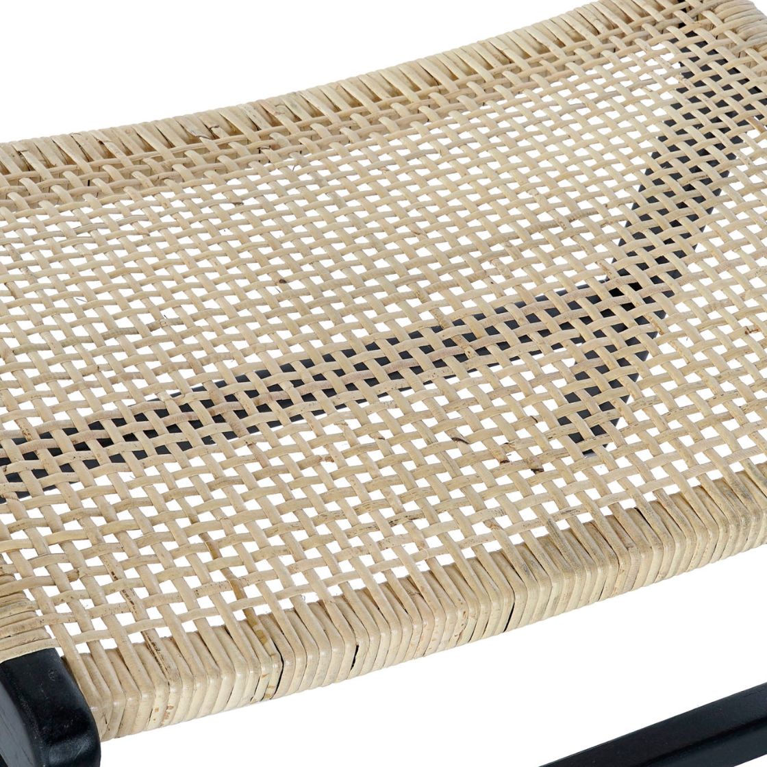 Rattan & Teak Black Wood Bench - LUXONAS