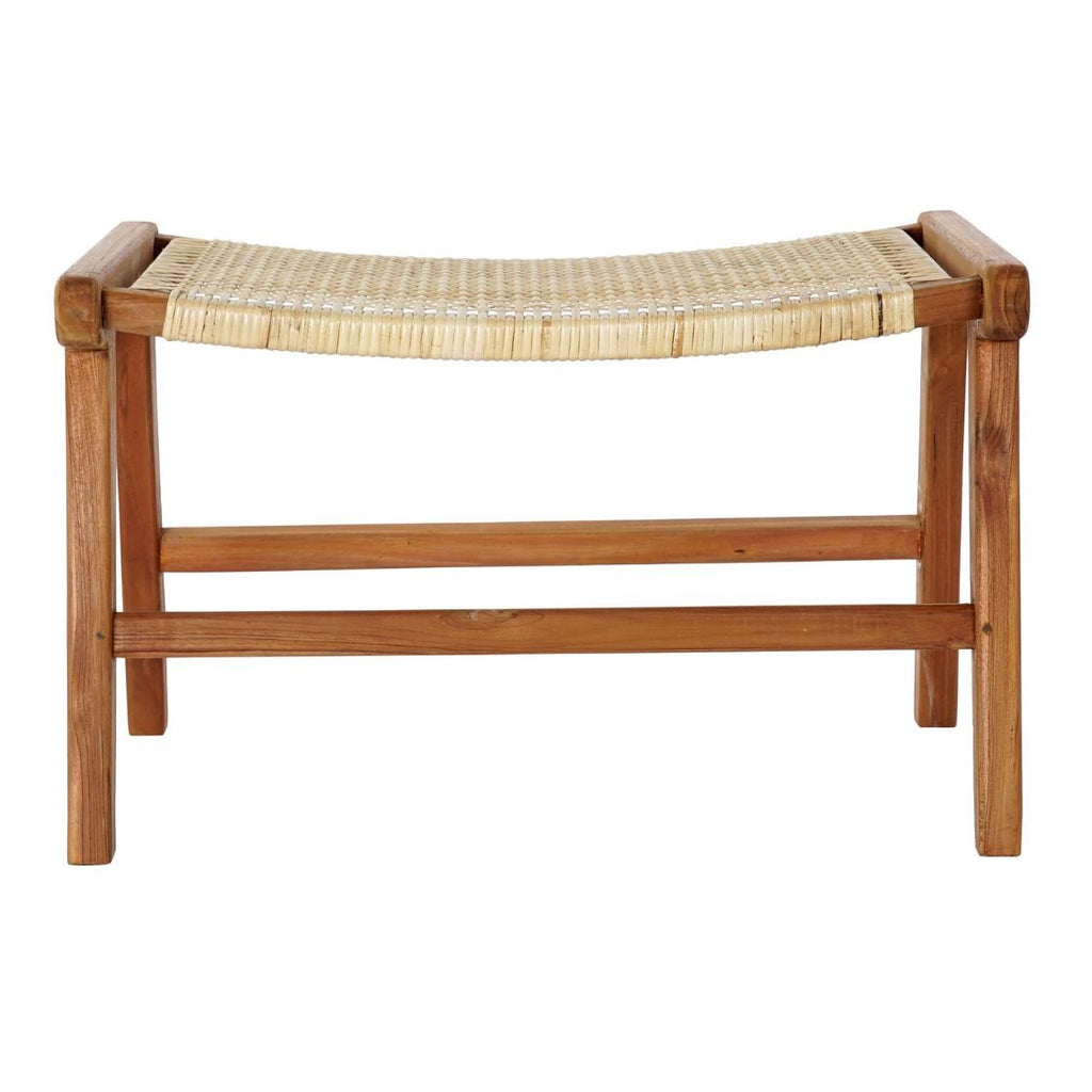 Handcrafted Rattan & Teak Wood Bench