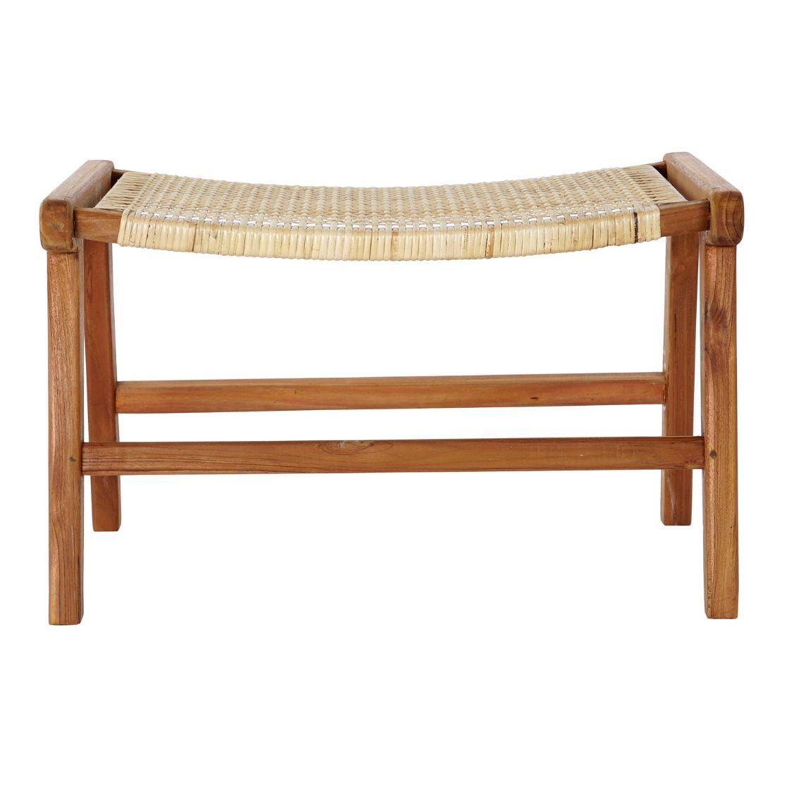 Handcrafted Rattan & Teak Wood Bench