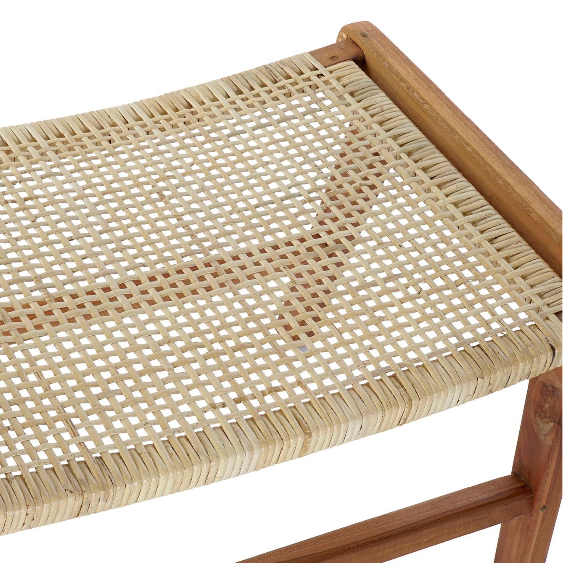 Rattan & Teak Brown Wood Bench - LUXONAS