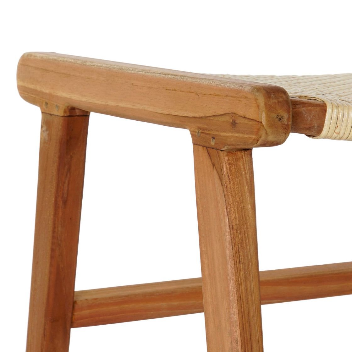 Rattan & Teak Brown Wood Bench - LUXONAS