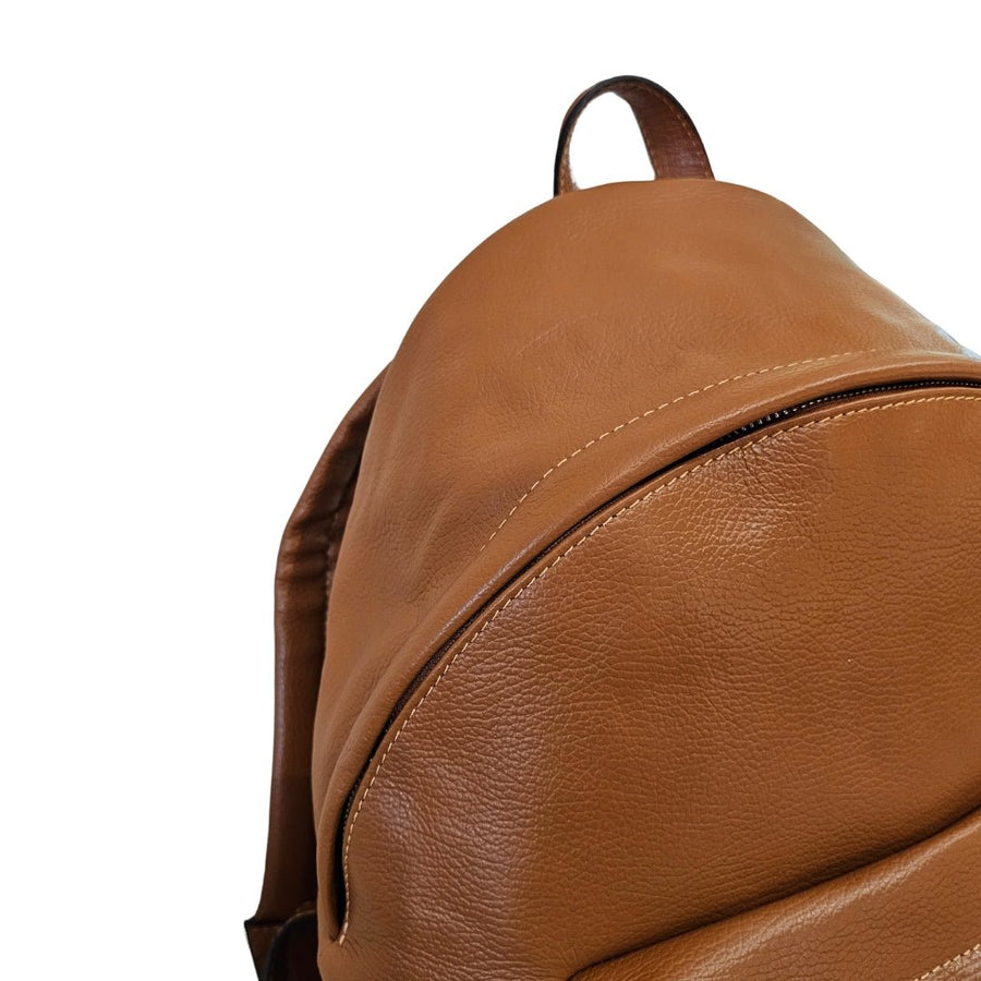 Real Leather Backpack — Camel