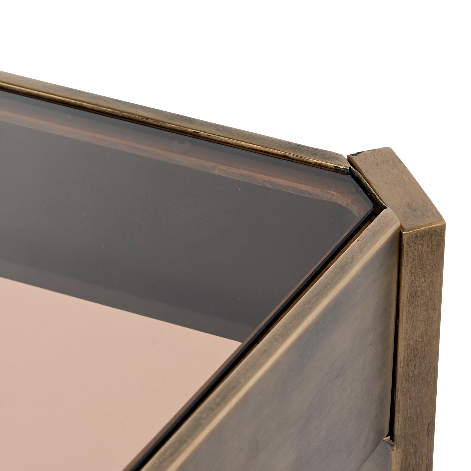 Rectangle Brass Coffee Table w/Glass Top - LUXONAS