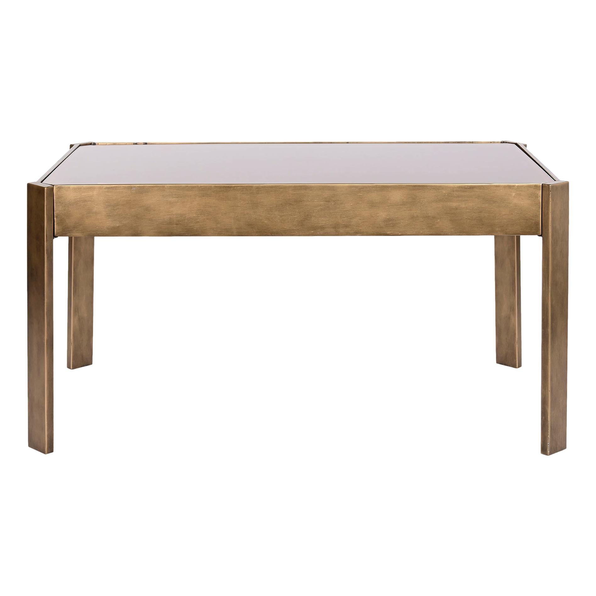 Rectangle Brass Coffee Table w/Glass Top - LUXONAS
