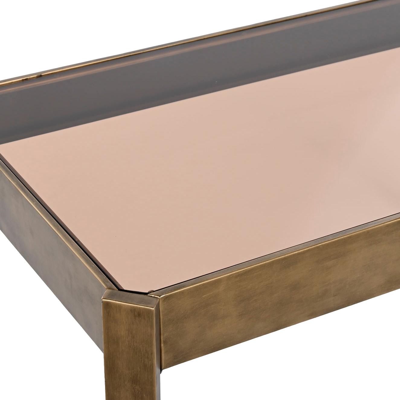 Rectangle Brass Coffee Table w/Glass Top - LUXONAS