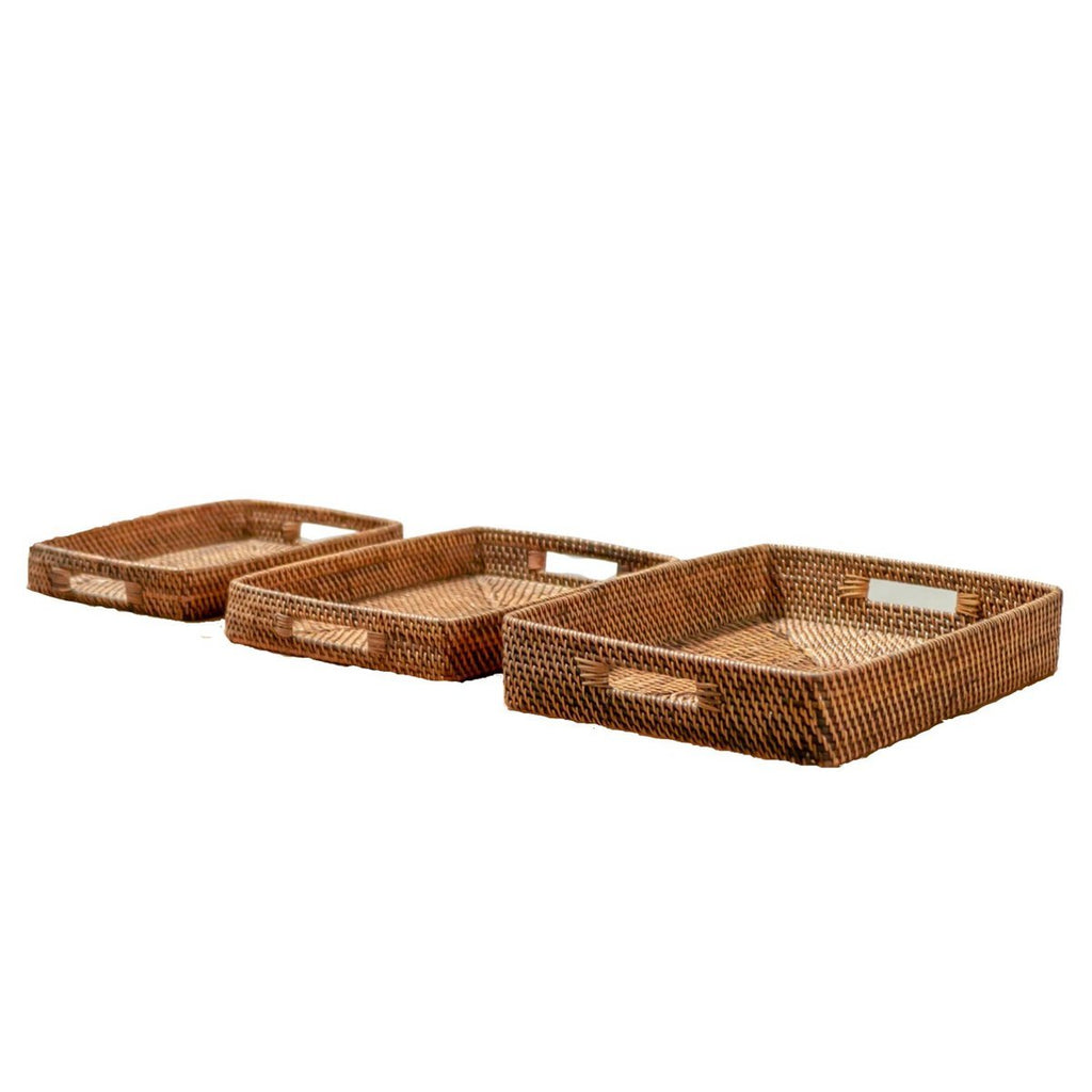 Rectangular Rattan Tray | Serving Tray | Large Decorative Tray AMAHAI Brown (3 sizes) - LUXONAS HOME
