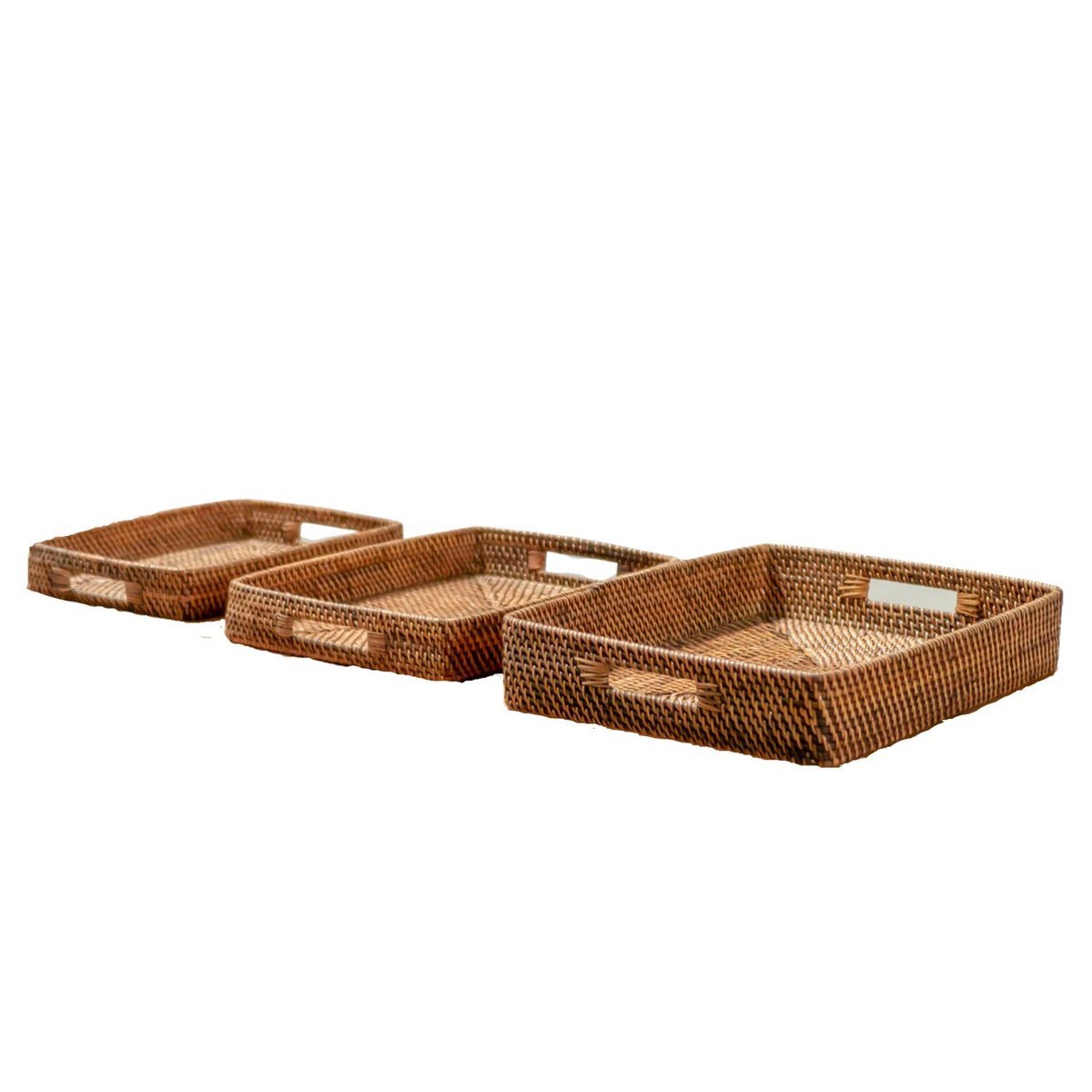 Rectangular Rattan Tray | Serving Tray | Large Decorative Tray AMAHAI Brown (3 sizes) - LUXONAS HOME