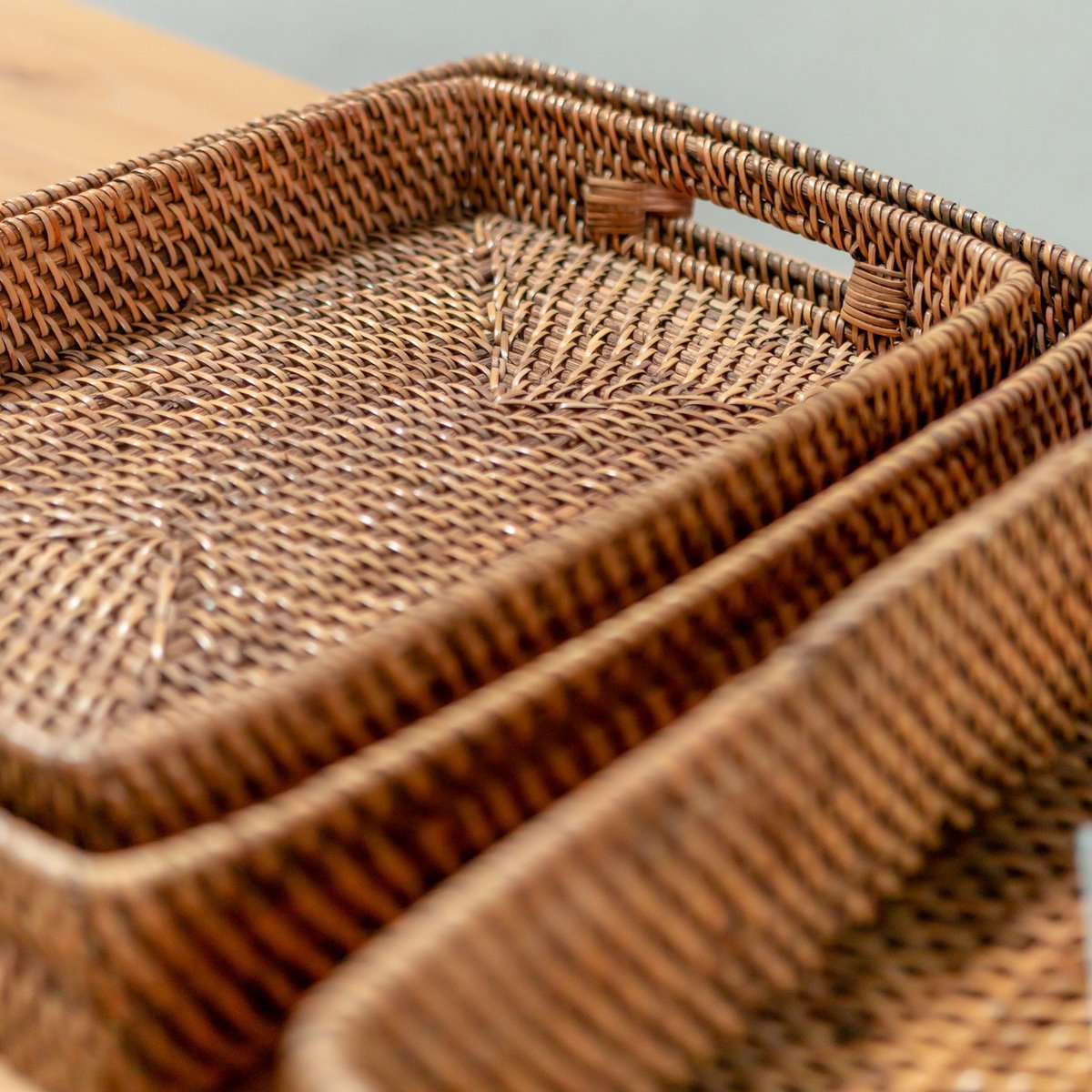 Rectangular Rattan Tray | Serving Tray | Large Decorative Tray AMAHAI Brown (3 sizes) - LUXONAS HOME