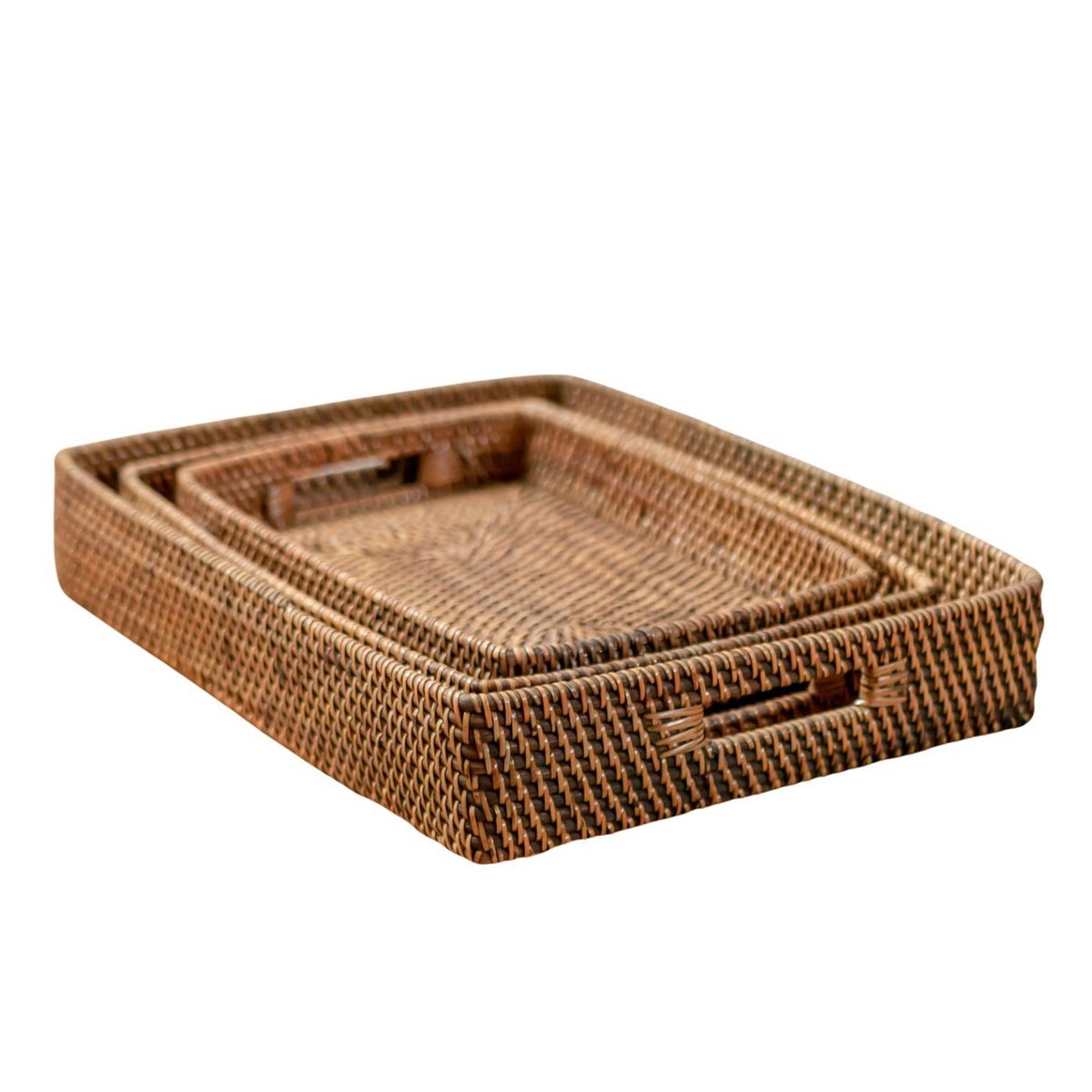 Rectangular Rattan Tray | Serving Tray | Large Decorative Tray AMAHAI Brown (3 sizes) - LUXONAS HOME