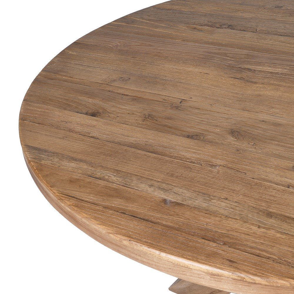 Recycled Elm Round Table - Sustainable Elegance for Your Home - LUXONAS