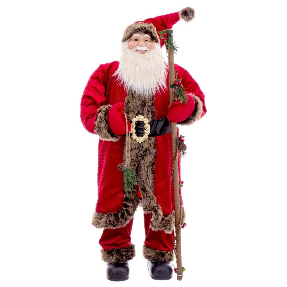 Red Christmas Father with Stick - Festive Holiday Decor - LUXONAS