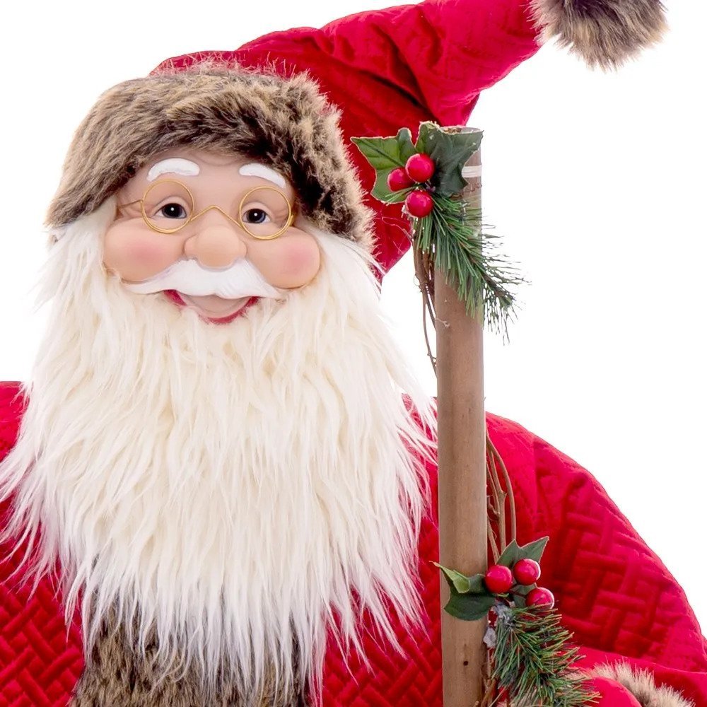 Red Christmas Father with Stick - Festive Holiday Decor - LUXONAS