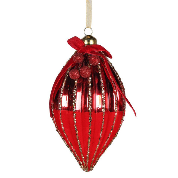 Red Finial Bauble with Bow