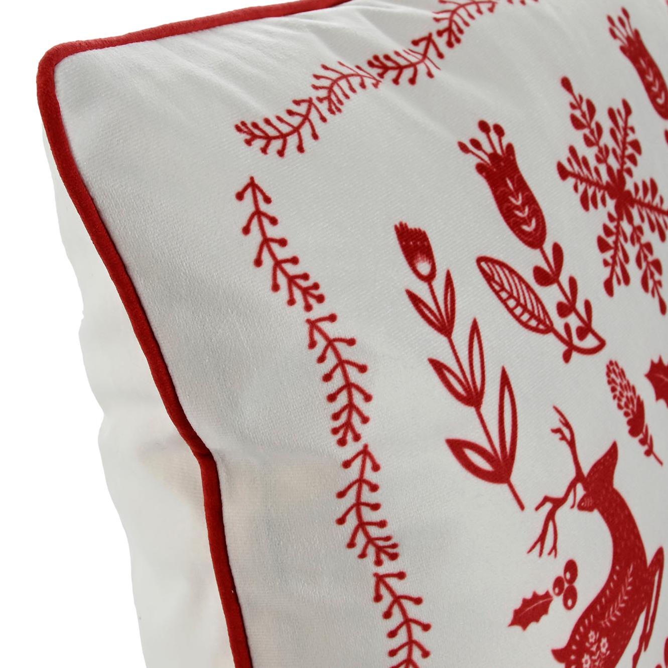 Red Print Xmas Cushion - Festive Holiday Decor - LUXONAS