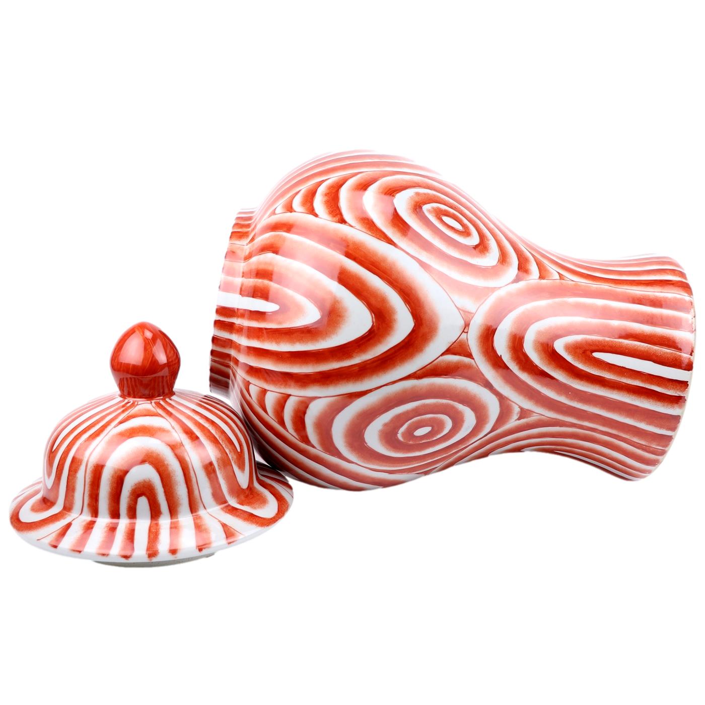 Red Stripes Ceramic Ginger Jar - LUXONAS