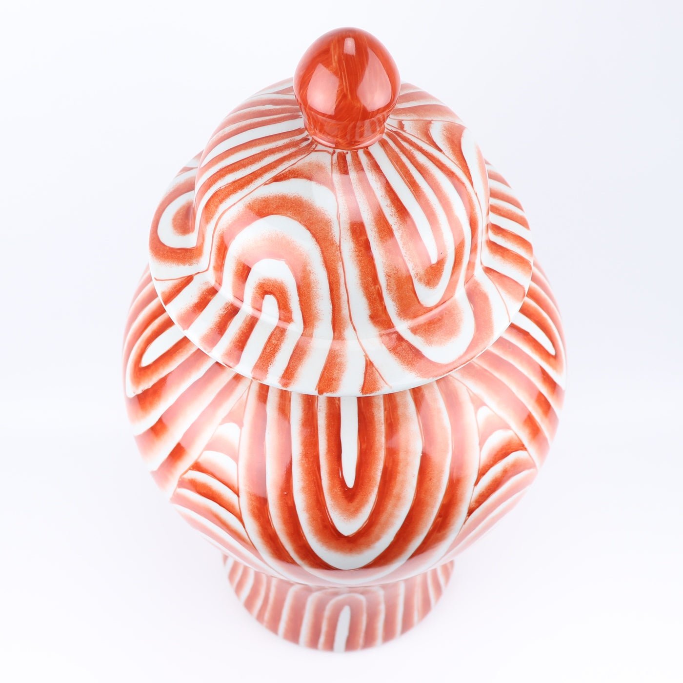 Red Stripes Ceramic Ginger Jar - LUXONAS