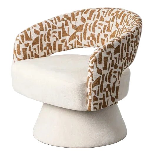 Revolving Armchair in Cream-Ochre
