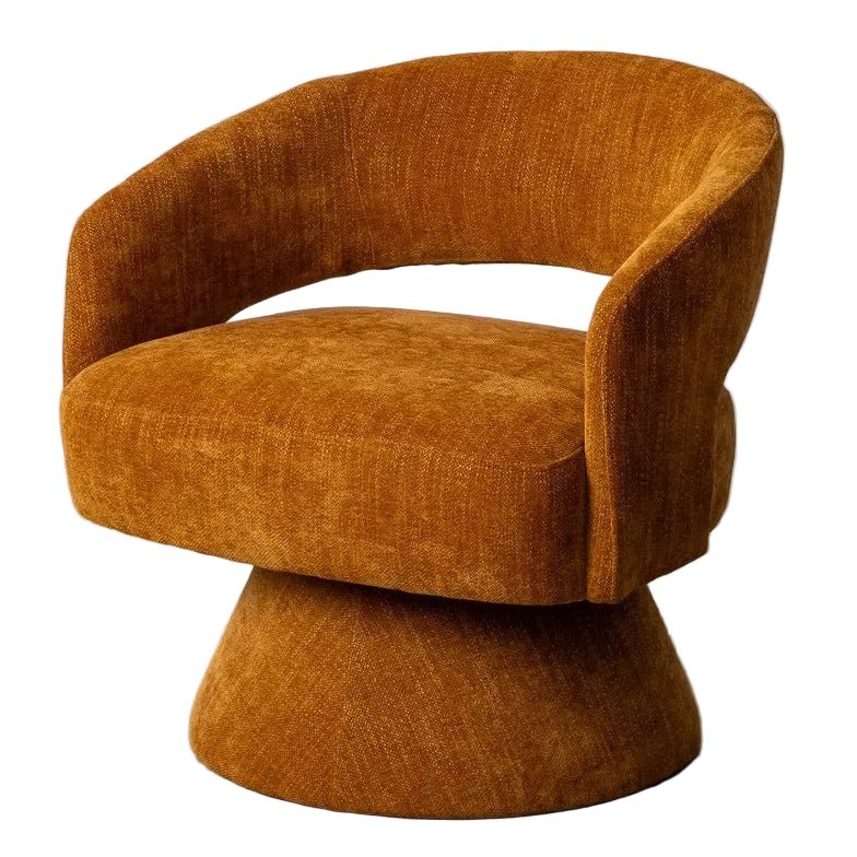 Revolving Armchair with Ochre Woven Wood