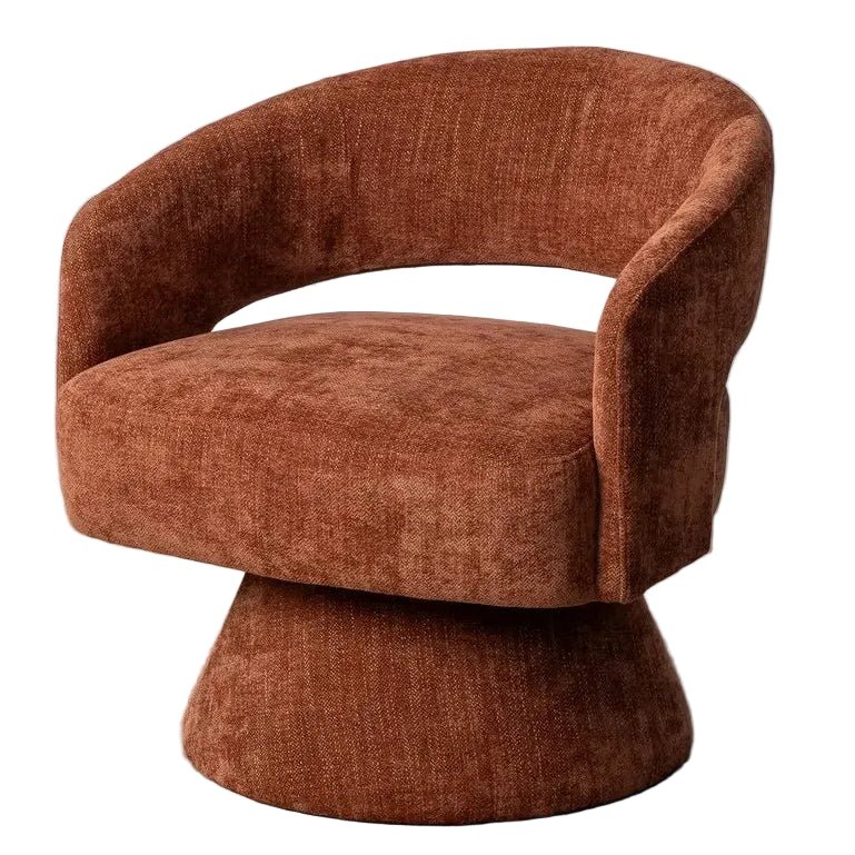 Revolving Armchair with Tile Weave Wood Design